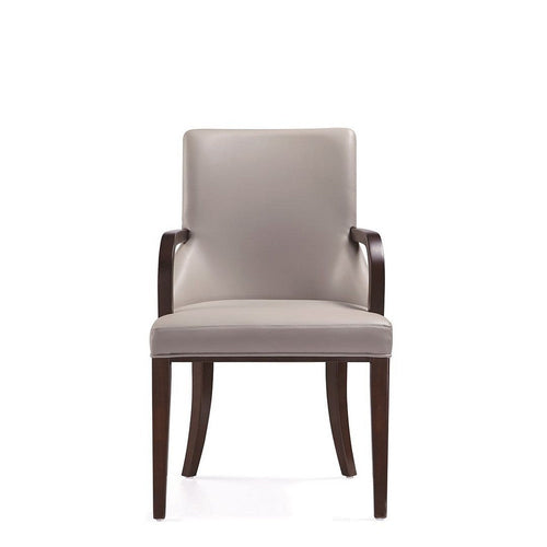 Shubert Modern Faux Leather and Velvet Dining Armchair in Light Grey