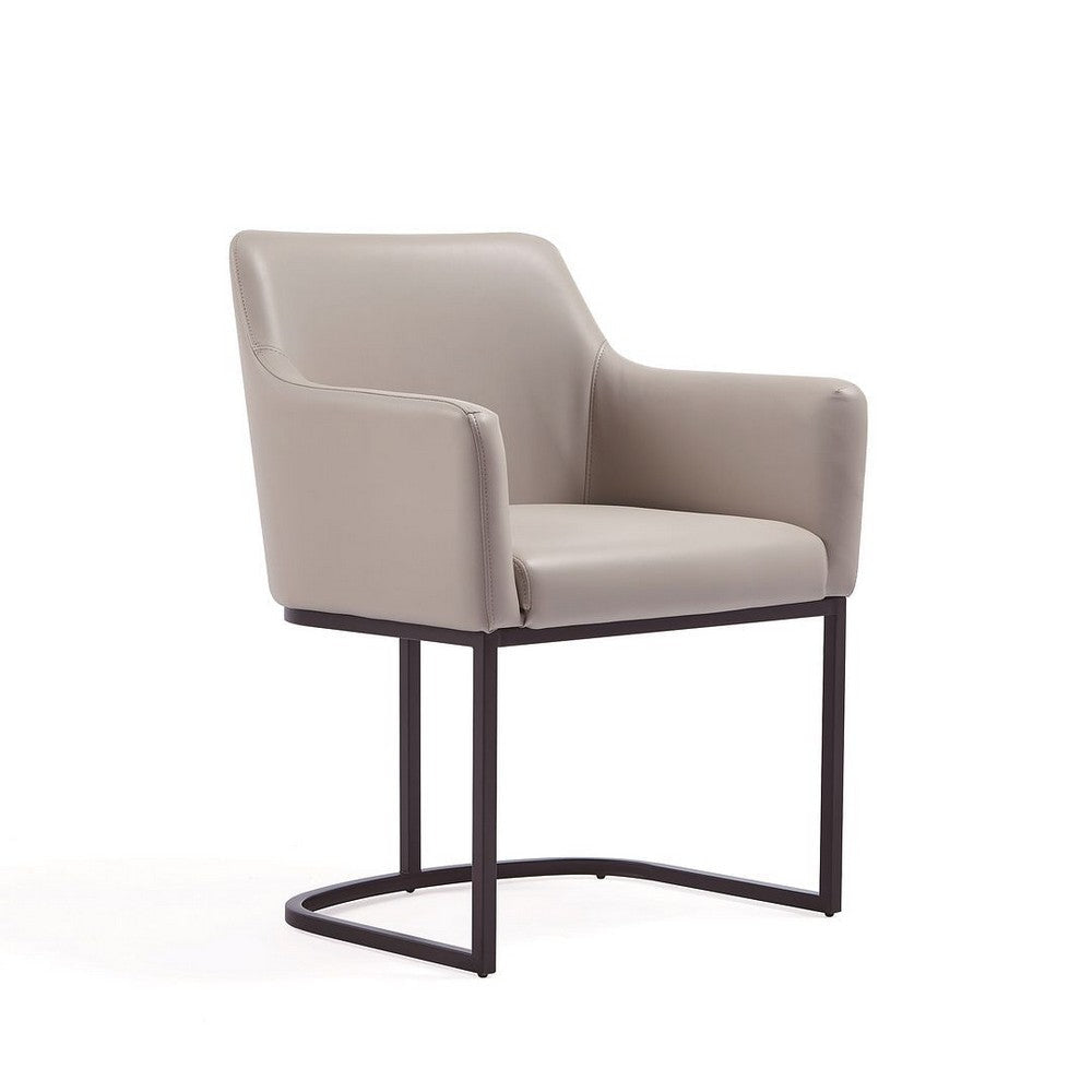 Modern Serena Dining Armchair Upholstered in Leatherette with Steel Legs in Light Grey MHC-DC056AR-LG