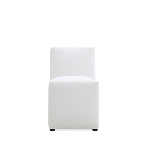 Anna Modern Square Faux Leather Dining Chair in Cream
