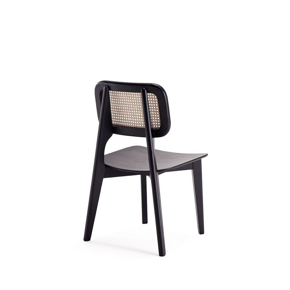 Versailles Square Dining Chair in Black and Natural Cane - Set of 2 MHC-DCCA01-BK
