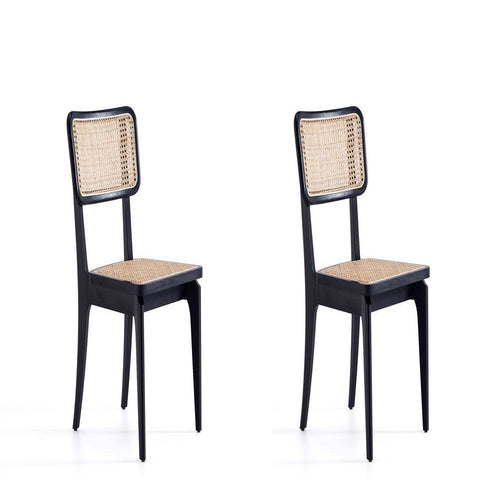 Giverny Dining Chair in Black and Natural Cane - Set of 2