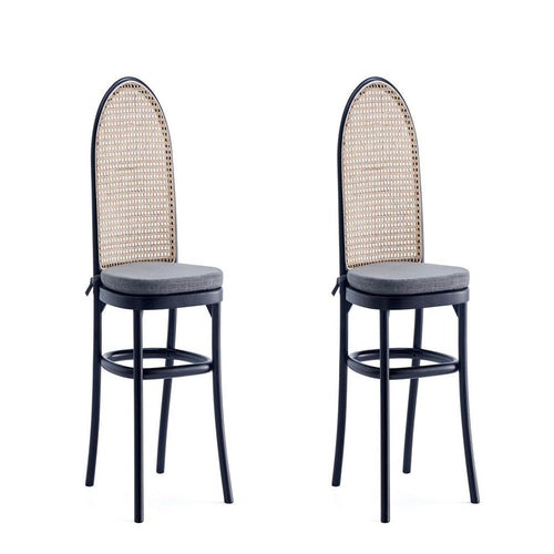 Paragon Dining Chair 1.0 with Grey Cushions in Black and Cane - Set of 2