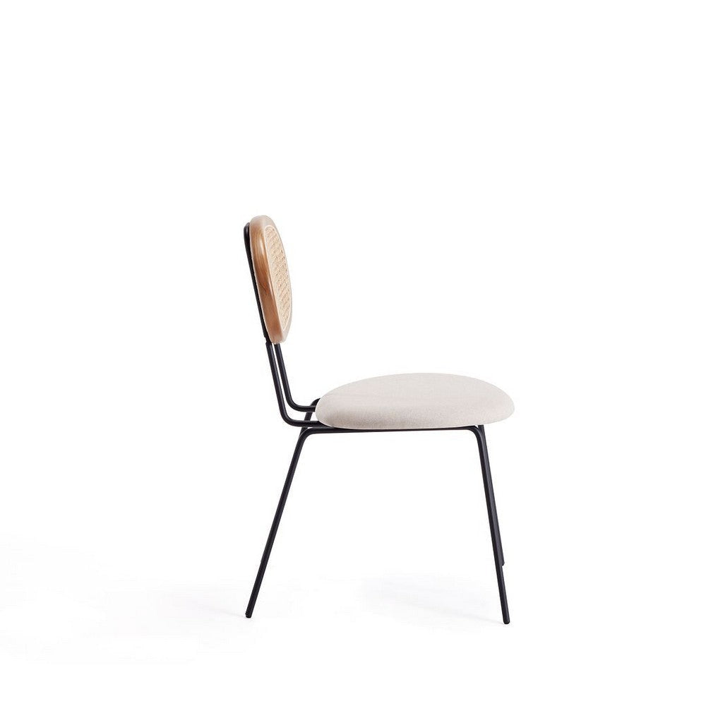 Jardin Dining Chair in Nature Cane and Oatmeal Upholstered Seating - Set of 2 MHC-DCCA06-OM