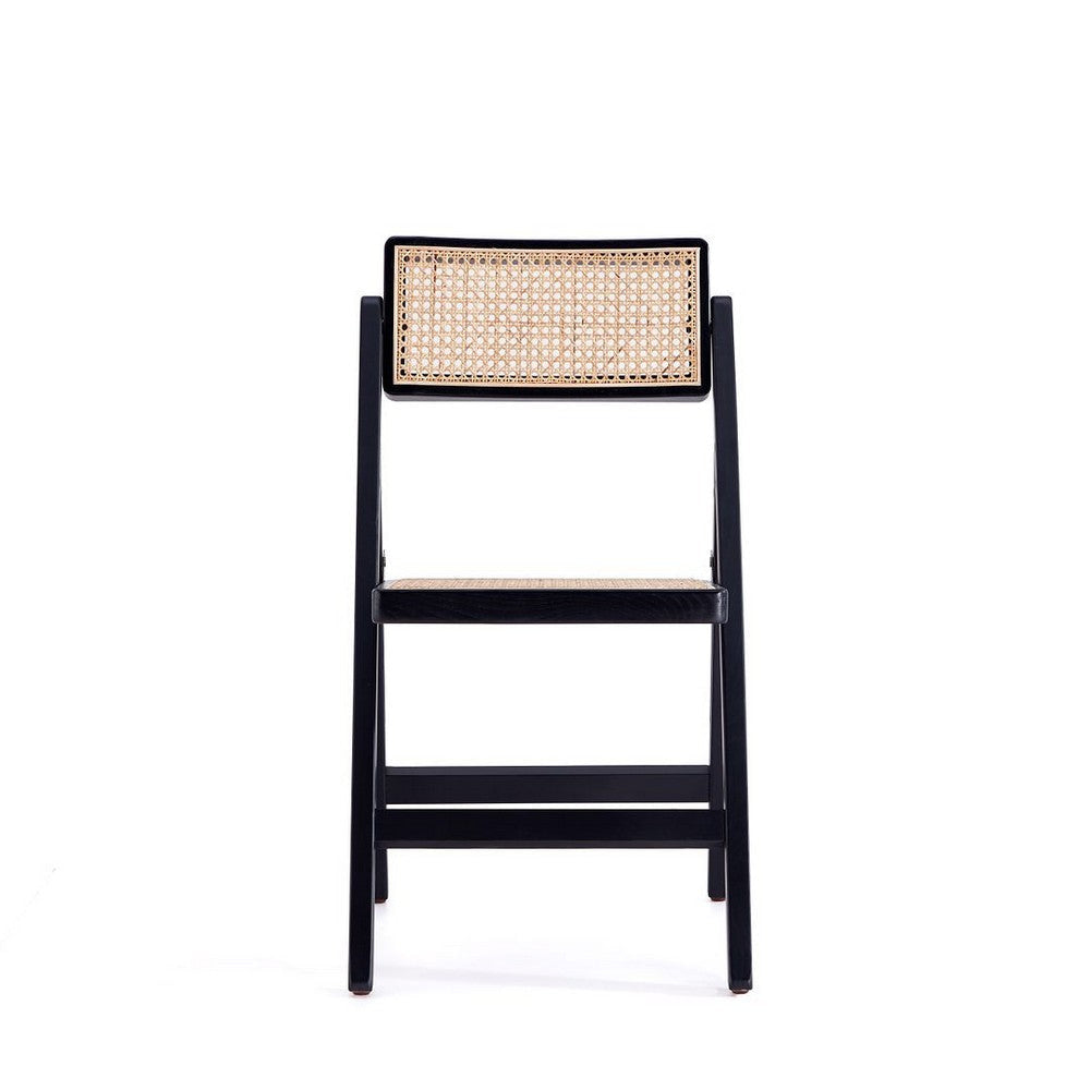 Pullman Folding Dining Chair in Black and Natural Cane - Set of 2 MHC-DCCA08-BK