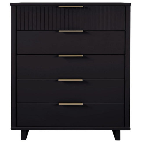 Granville Tall 23.62" Modern Narrow Dresser with 5 Full Extension Drawers in Black