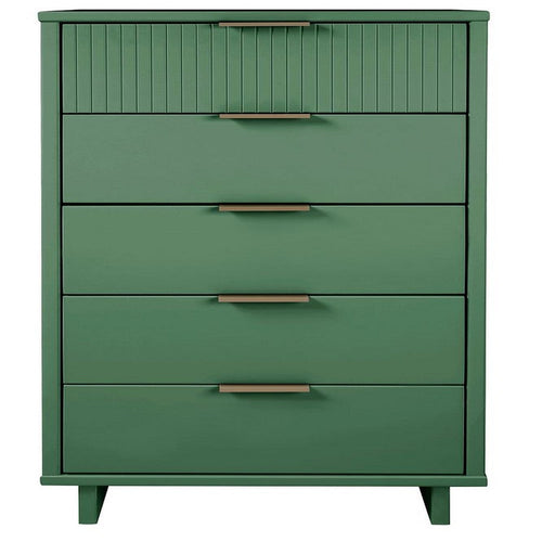 Granville Tall 23.62" Modern Narrow Dresser with 5 Full Extension Drawers in Sage Green