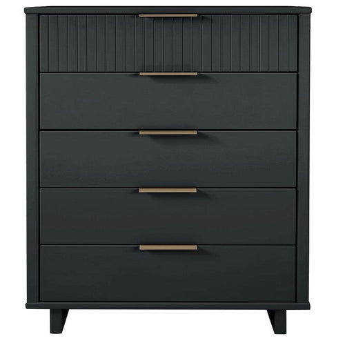 Granville Tall 23.62" Modern Narrow Dresser with 5 Full Extension Drawers in Dark Grey
