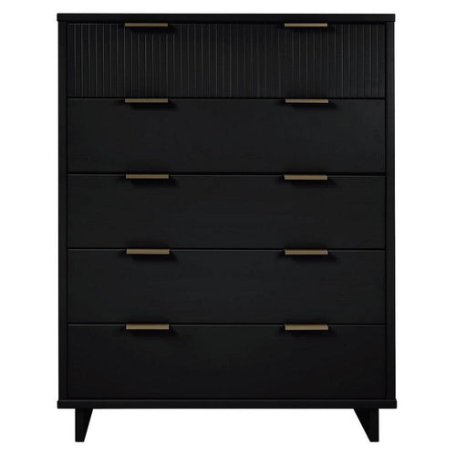 Granville 45.27" Modern Tall Dresser with 5 Full Extension Drawers in Black