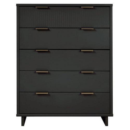 Granville 45.27" Modern Tall Dresser with 5 Full Extension Drawers in Dark Grey