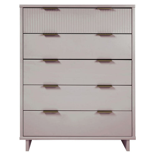 Granville 45.27" Modern Tall Dresser with 5 Full Extension Drawers in Light Grey