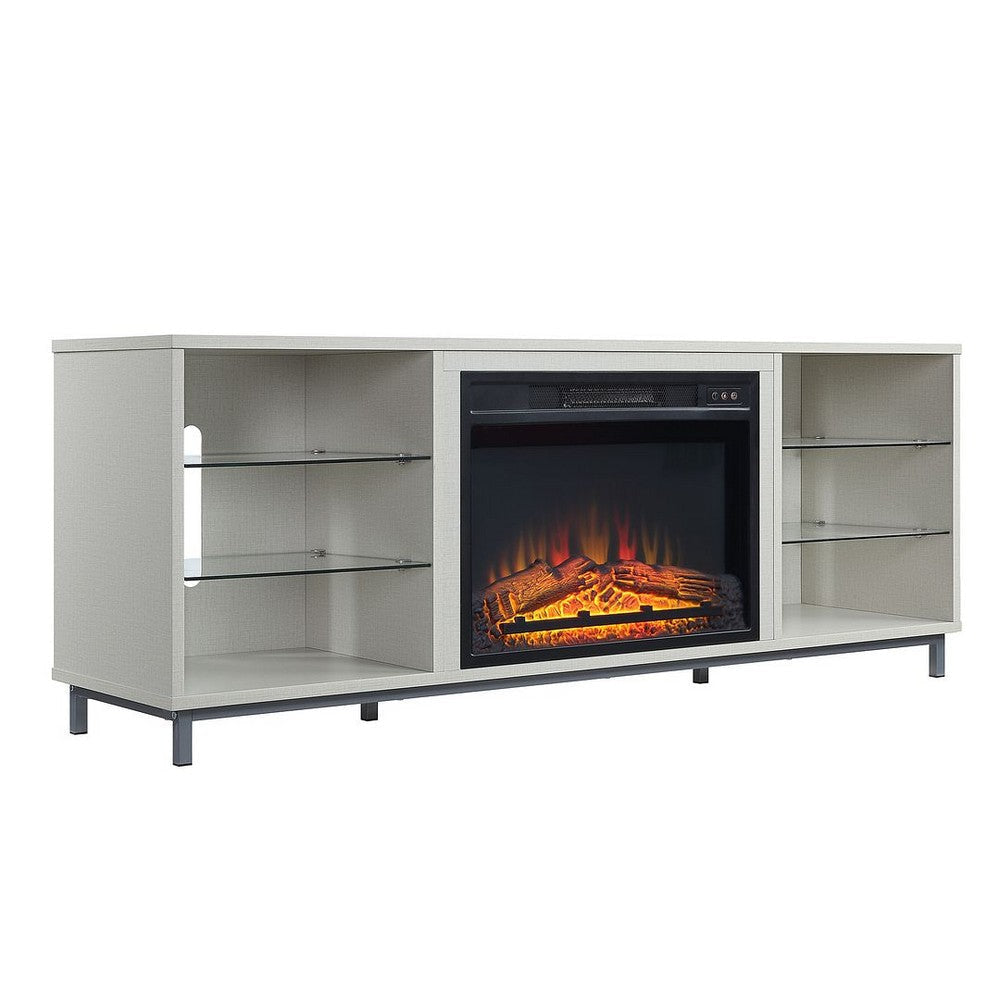 Brighton 60’’ Fireplace with Glass Shelves and Media Wire Management in Beige MHC-FP4-BG
