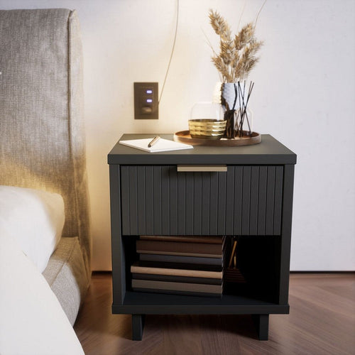 Granville Modern Nightstand 1.0 with 1 Full Extension Drawers in Dark Grey