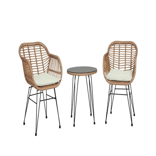 Antibes 1.0 Steel Rattan 3-Piece Patio Conversation Set with Cushions in Cream