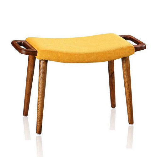 Geta Yellow and Antique Walnut Ottoman