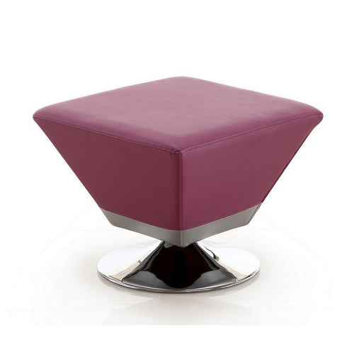 Diamond Purple and Polished Chrome Swivel Ottoman