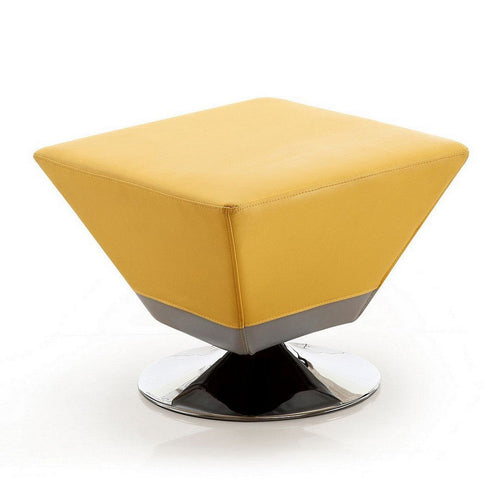 Diamond Yellow and Polished Chrome Swivel Ottoman
