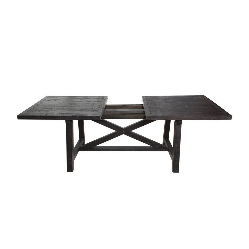 Wooden Rectangular Table with Crossed Planked Bulky Legs and Exposed Bolts Brown MSF-7YC961