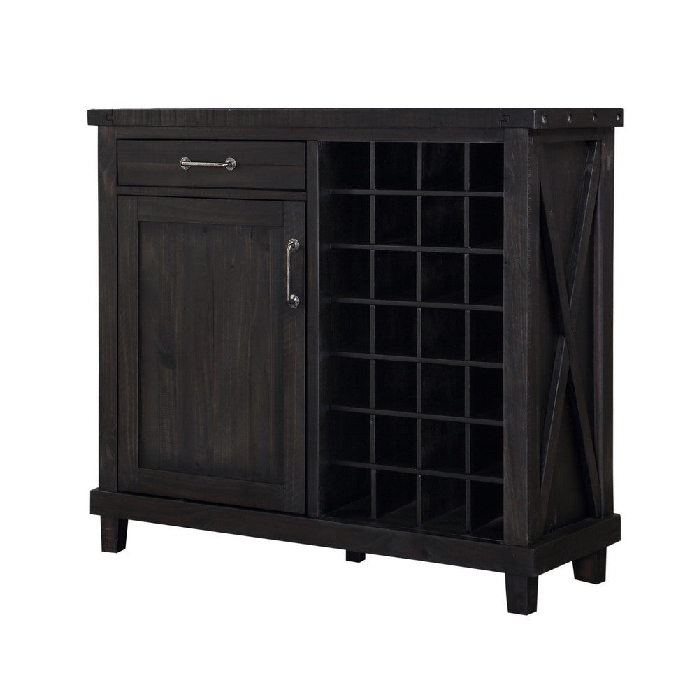 Spacious Wooden Wine Bar with One Door Cabinet and One Drawer Caf‹¨« Brown MSF-7YC974