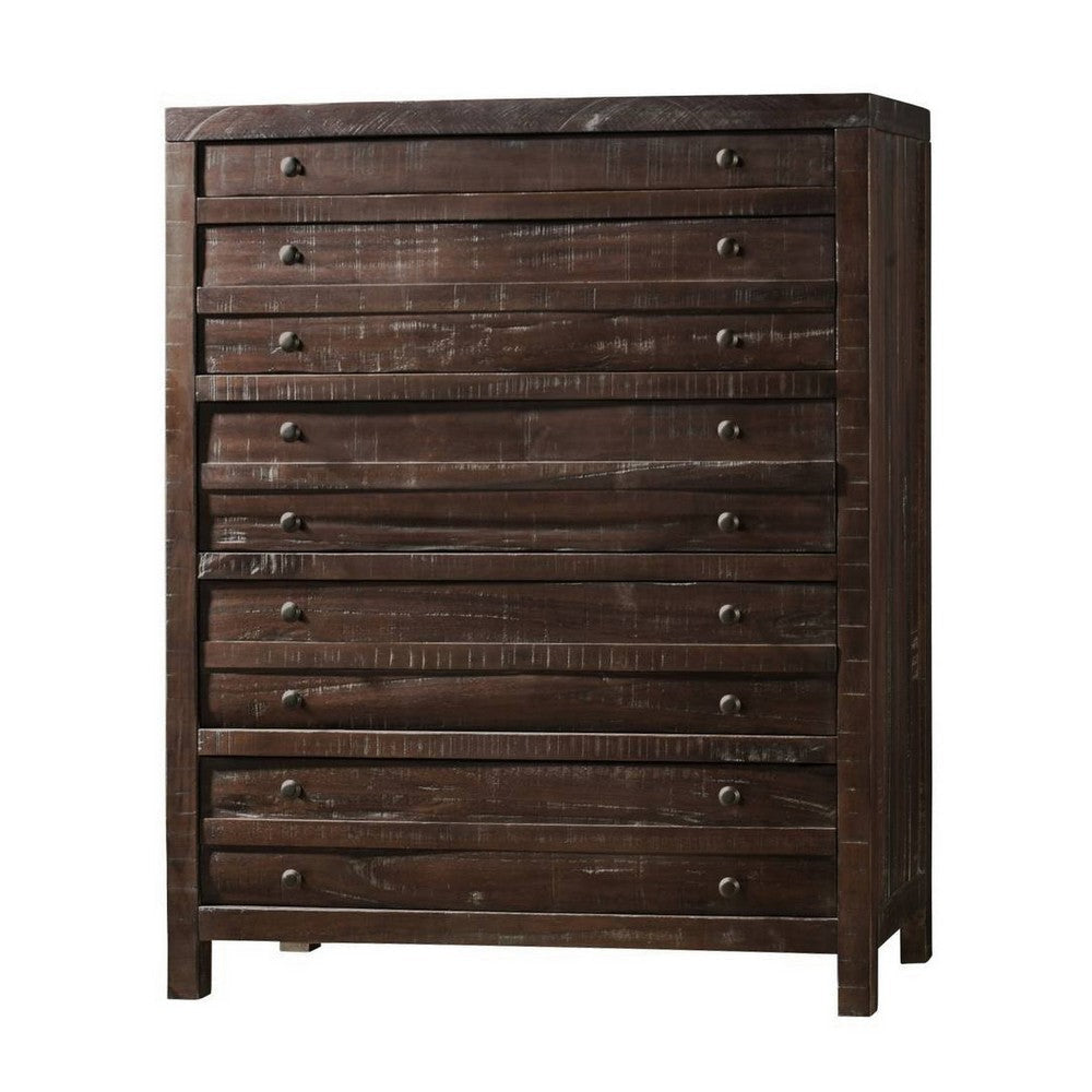 Transitional Style Five Drawers Solid Hardwood Chest Brown MSF-8T0684