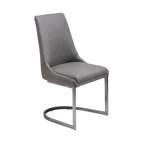 Leatherette Upholstered Chair, U Shape Base, Set of 2, Chrome, Gray