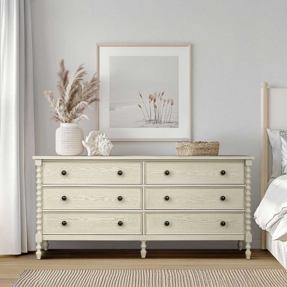cream 6 drawer dresser Jessica - 6-Drawer Dresser With Mirror