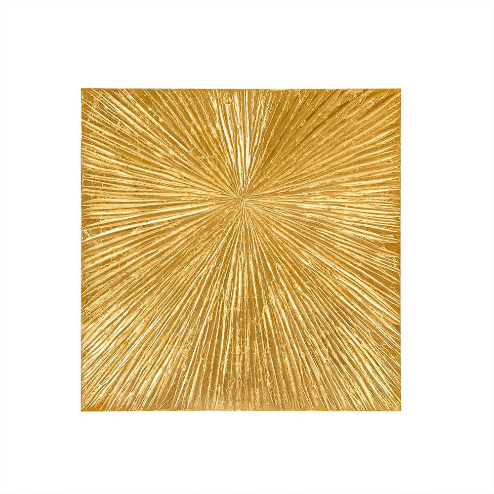 Wall Art, Abstract Sunburst Design, 30x30 Hand Painted Gold Resin