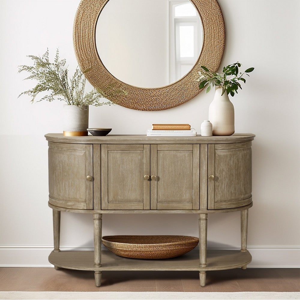 Accent Cabinet, 4 Doors w Lower Open Shelf, Reclaimed Wheat Brown