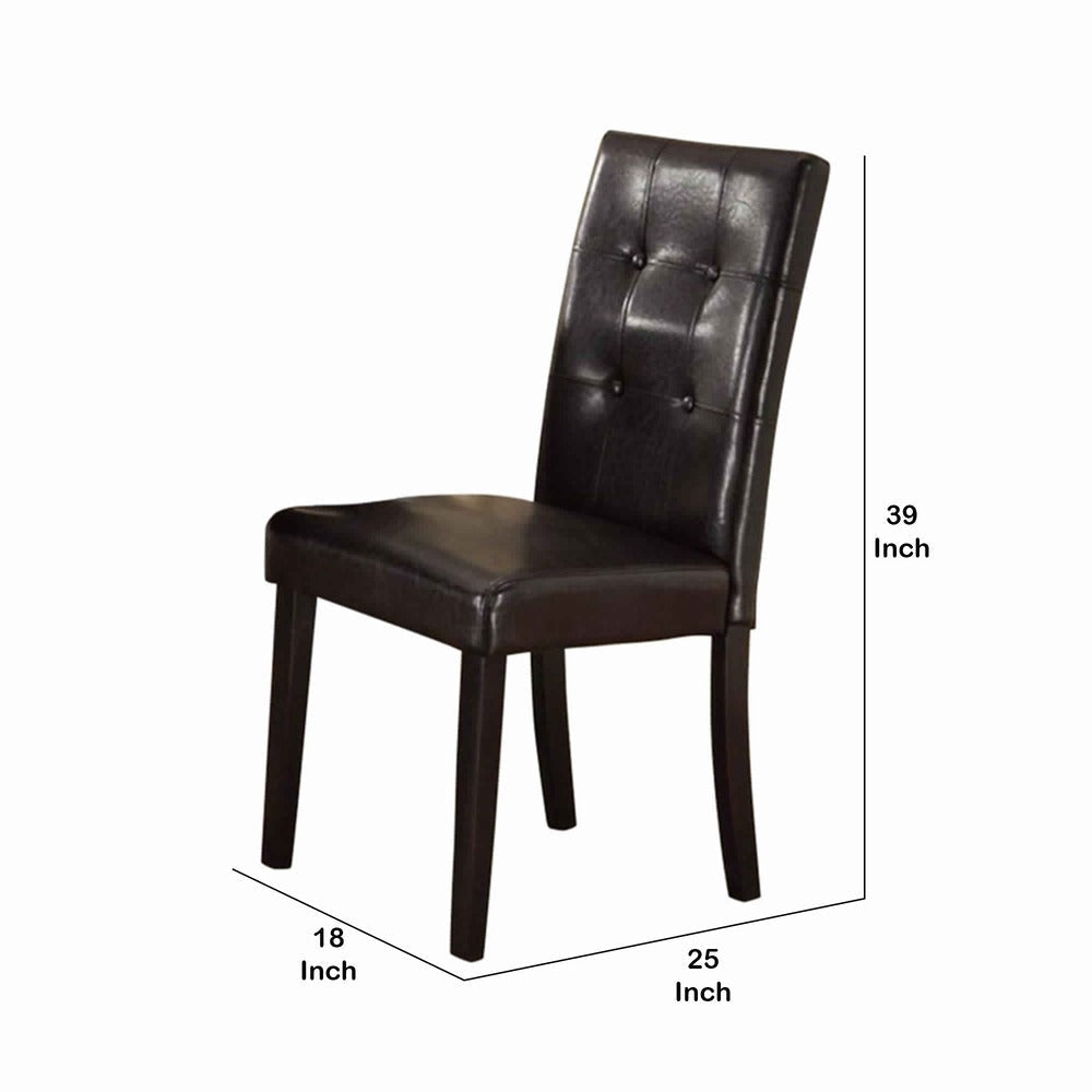 Dining Chair | Faux Leather Upholstery | Pine Frame | Set of 2 | Dark Brown PDX-F1078