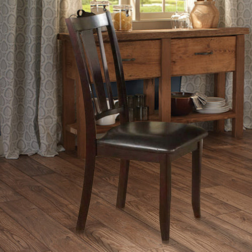 Contemporary Dining Chair | Rubber Wood | Upholstered Seat | Set of 2 | Brown