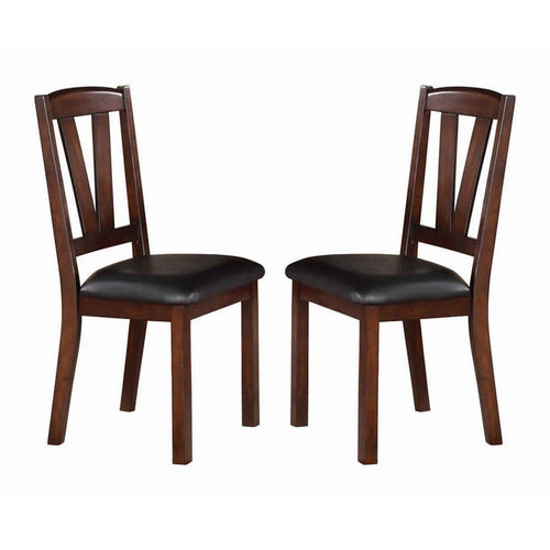 Side Chair | Solid Wood | Leather Seat | Set of 2 | Brown