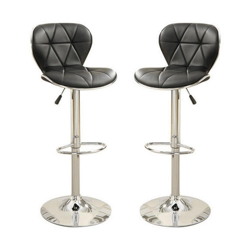 Barstool | Leather Upholstery | Gas Lift Base | Set of 2 | Black