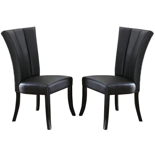 Dining Chair | Leather Upholstered | Poplar Wood | Set of 2 | Black