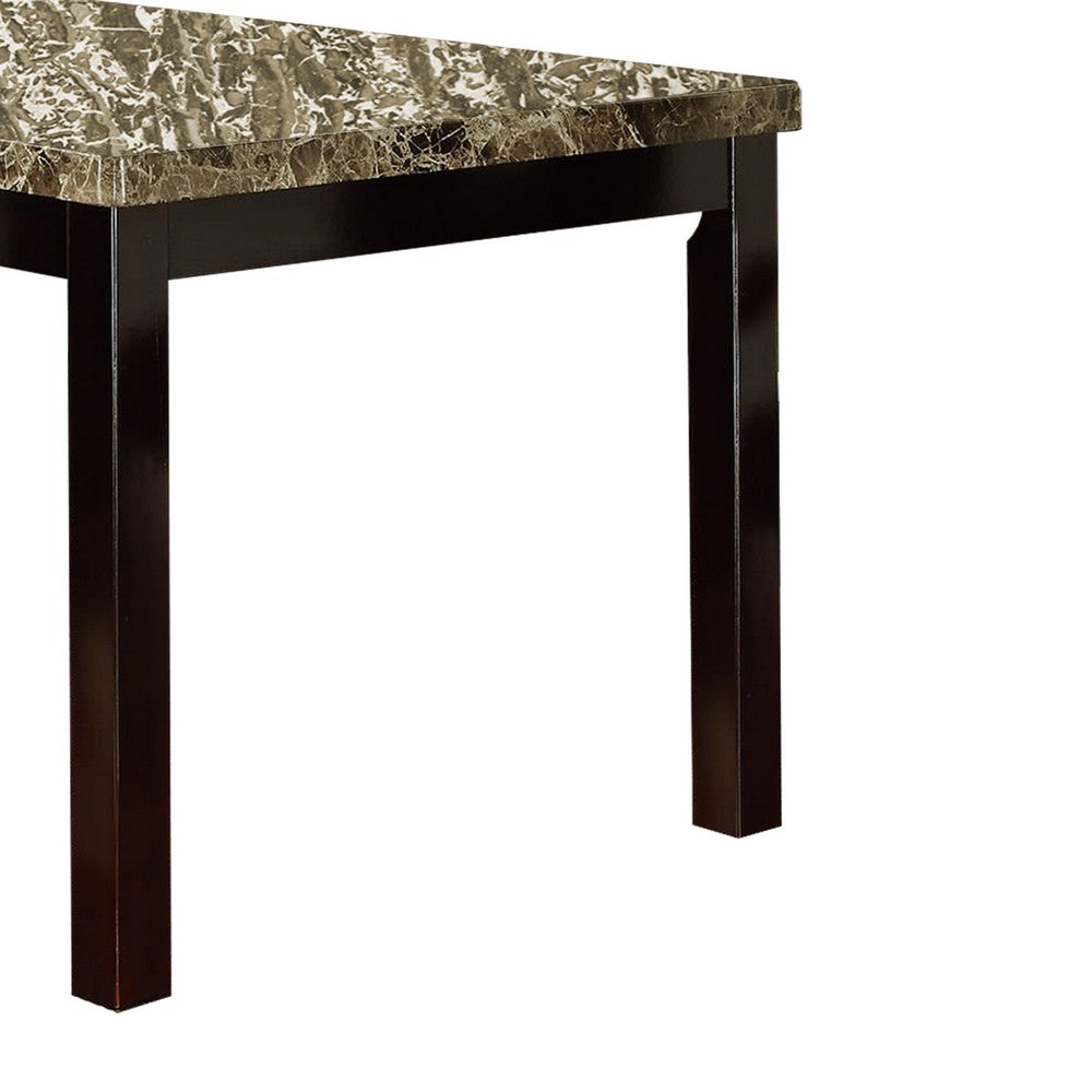 Dining Table | Pine & Faux Marble | Slick Finish | Brown