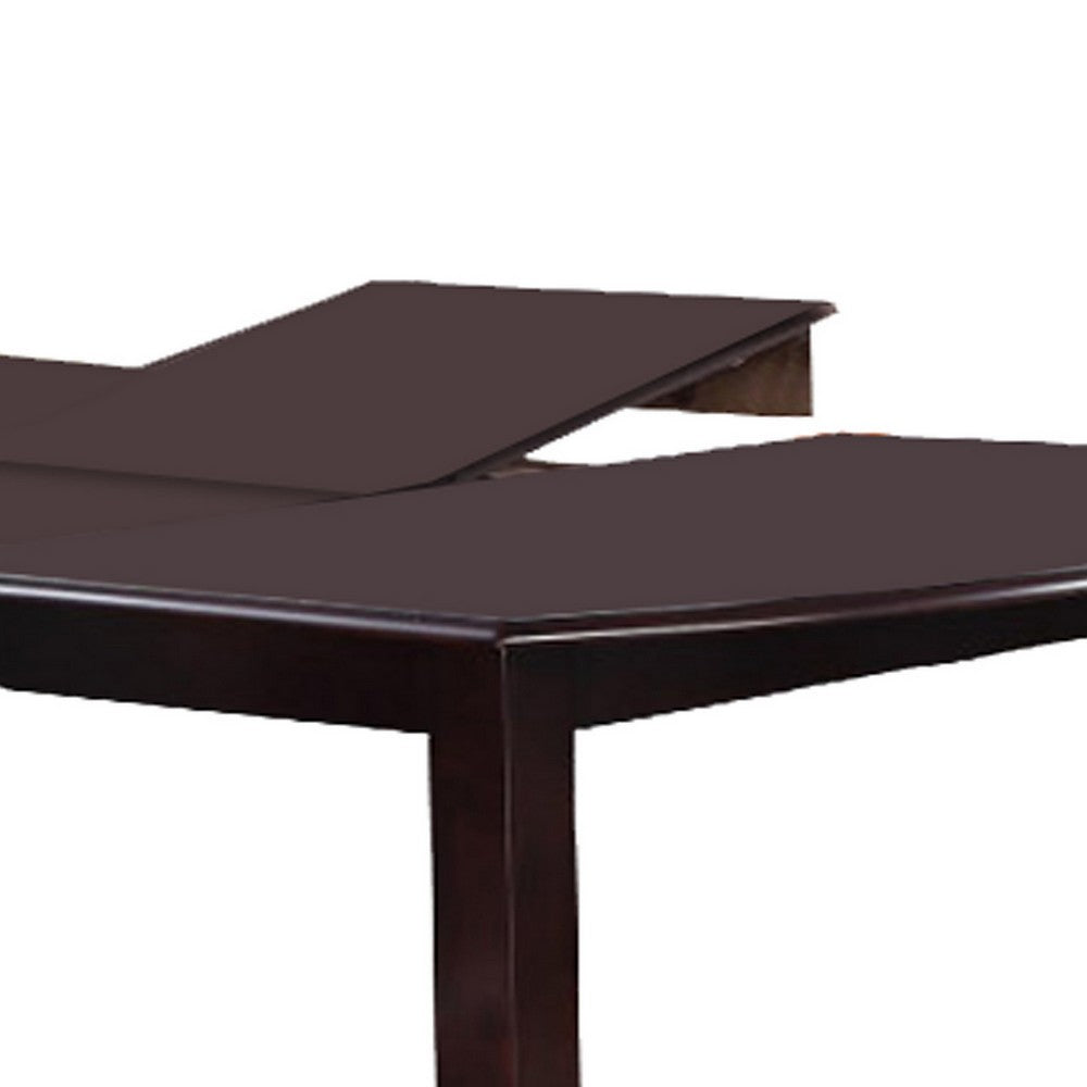 Rectangular Wooden Dining Table with Butterfly Leaf and Tapered Legs, Brown