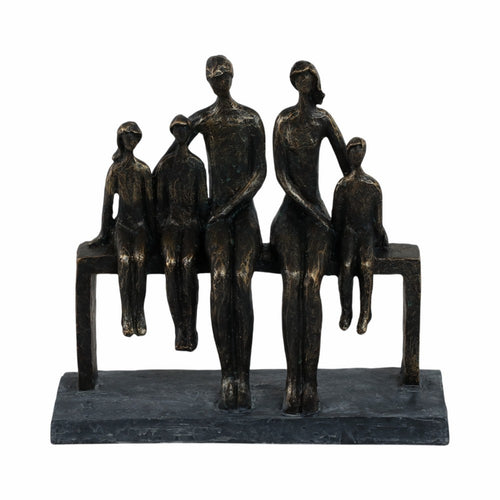 Antique Style Family Tabletop Sculpture | 10" Bronze Resin