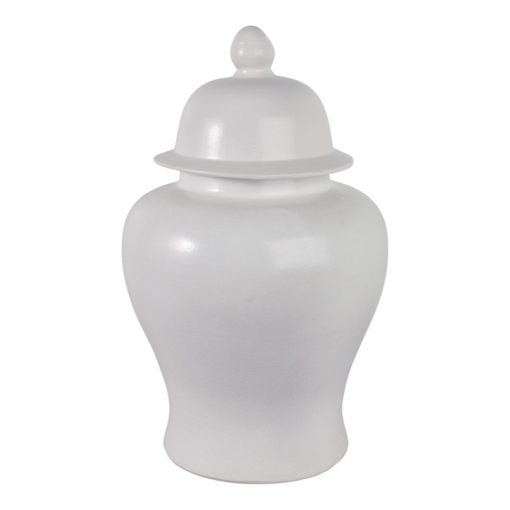 Classic Decor Temple Jar with Lid | 28" | Matte White Urn Ceramic