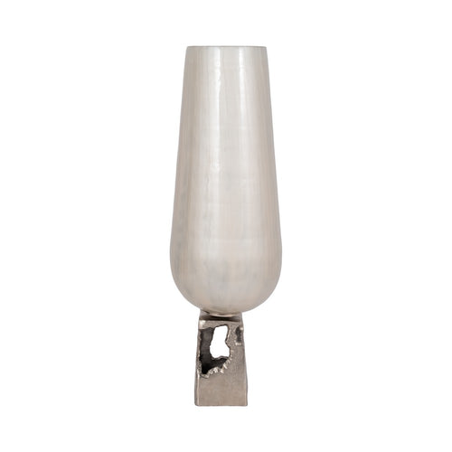 Esau Tall Decorative Vase | 26" Tapered Glass Body | Pearl White