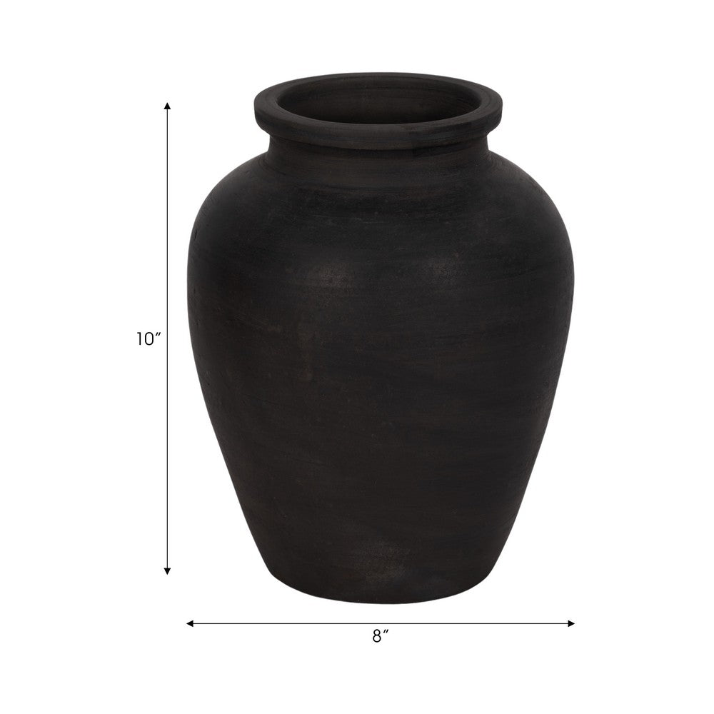 Handmade Pottery Decorative Jug | 10" | Traditional Black Terracotta