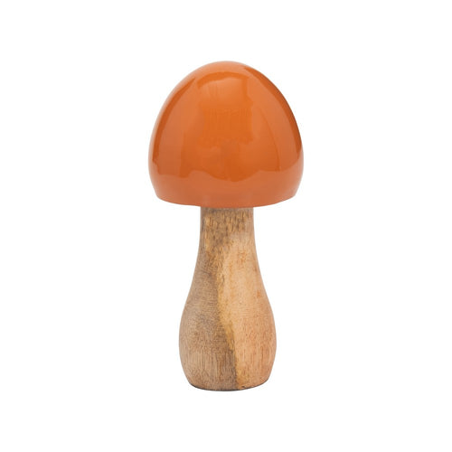Tabletop Decorative Mushroom Figurine | 6" Burnt Orange Mango Wood