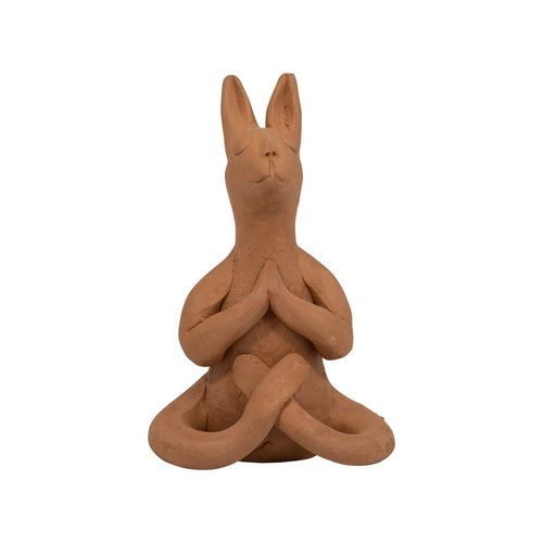 Artie Namaste Yoga Bunny | Meditative Pose | Natural Brown Terracotta 7"