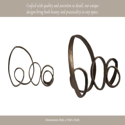 Abstract Tabletop Decor | Looped Design Antique Bronze Aluminum | 30"