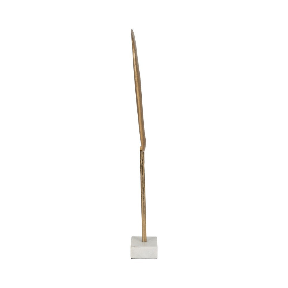 Unique Accent Sculpture Tabletop Decor | 27" Gold Metal | White Marble