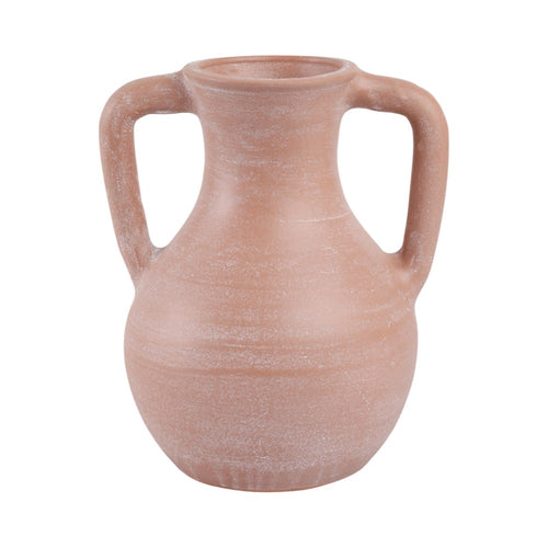 Antique Style Jug Vase with 2 Handles | Amphora Style | 11" Rustic Brown