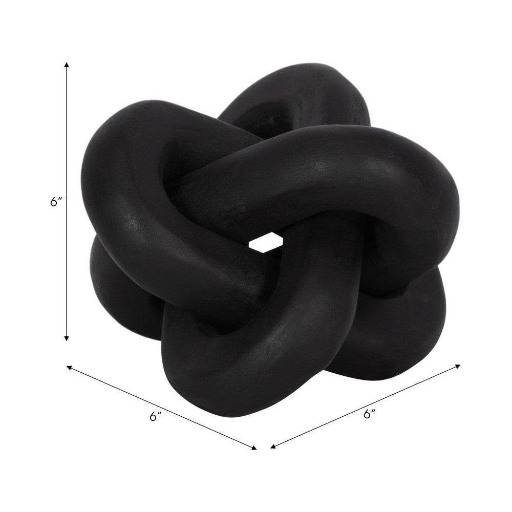 Decorative Sculpture | 6" Interlocking Abstract Knot | Black Mango Wood