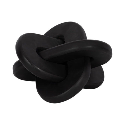 Tyrell Decorative Knot Accent | Rounded | Black Solid Mango Wood 10"