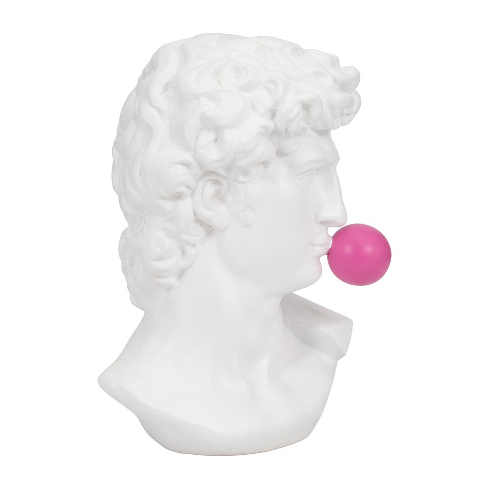Eros Avant Garde Greek Statue with Pink Bubblegum | White Polyresin 12"