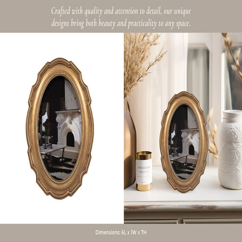 Photo Frame for 4x6 Sizes | Antique Gold Vintage Scalloped Design | Resin