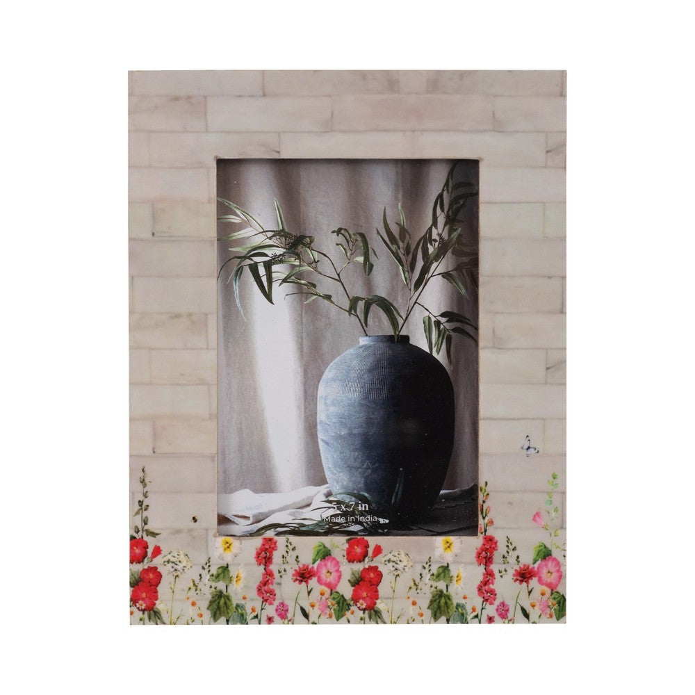 Orsa 8x10 Field Photo Frame with 5x7 Opening | Pink Flower Border | Resin SBH-19122-02