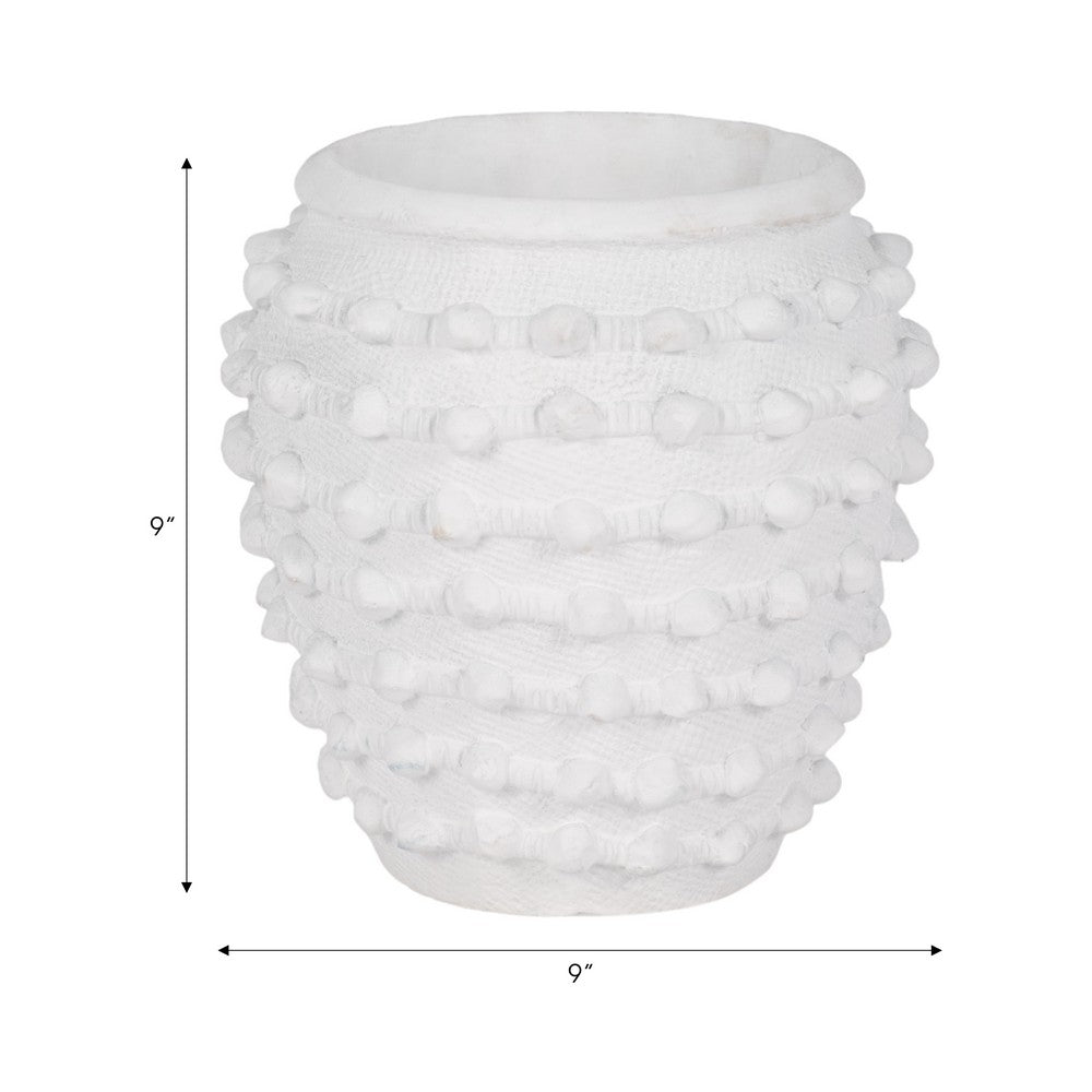 Garden Planter | 3D Raised Woven Knot Accent | 9" White Finish