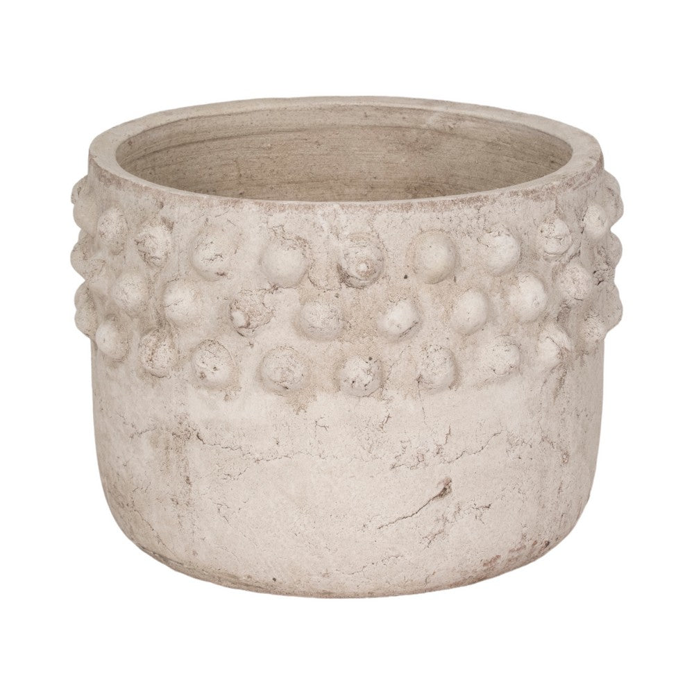 Outdoor Garden Planter | 3D Raised Bubble | 12" Weathered Rustic Ivory